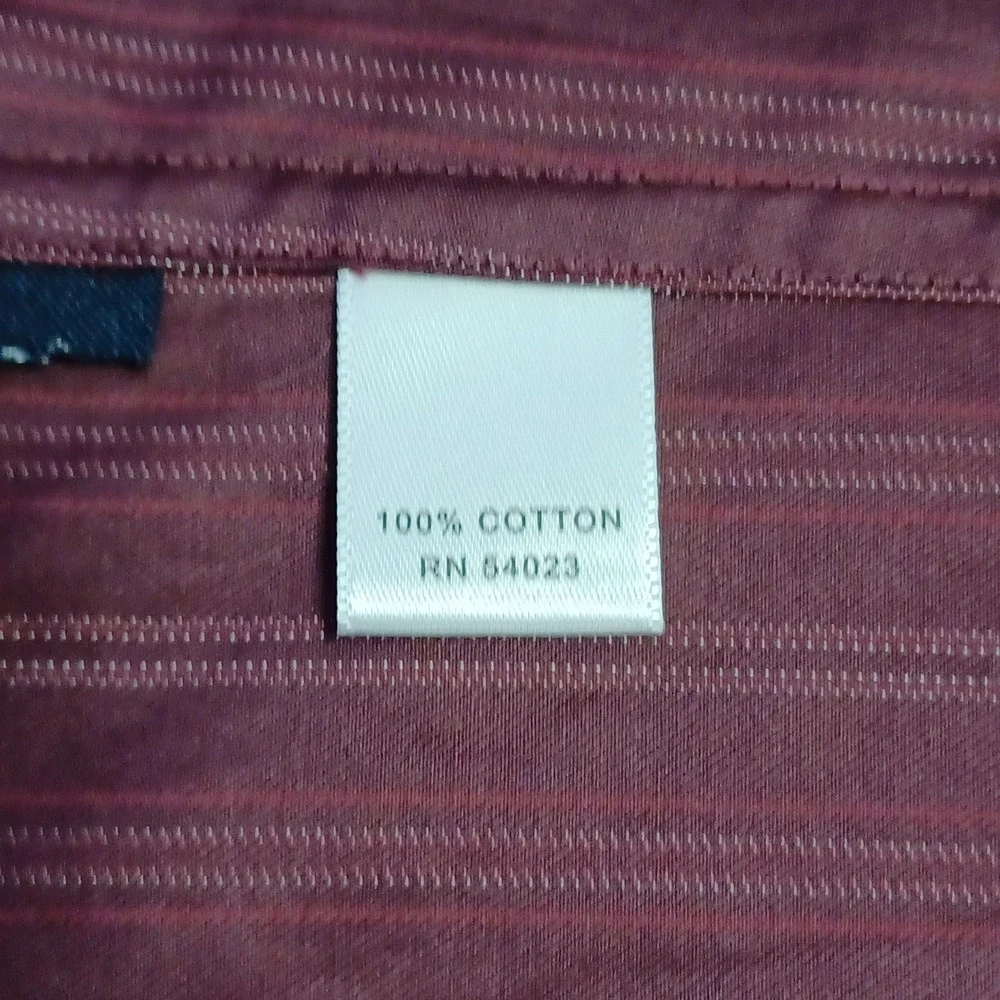 Banana Republic Dress Shirt Mens L Burgundy Striped Long Sleeve 100% Cot 16-16.5